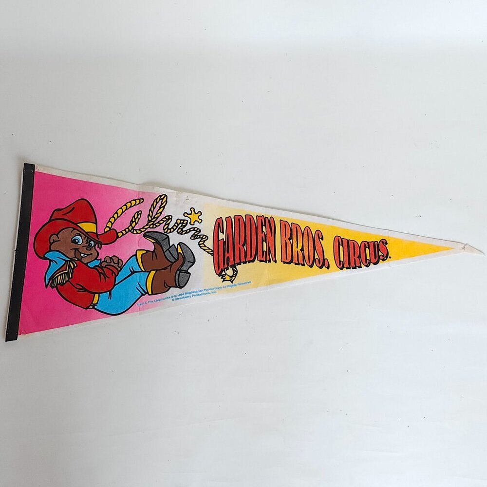 VINTAGE Garden Brothers Circus Pennant Alvin and the Chipmunks ALVIN 1994